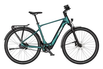 Lehké trekingové elektrokolo KTM MACINA SUPERBELT SX 10 Di2 H GREEN PURPLE FLIP MATT