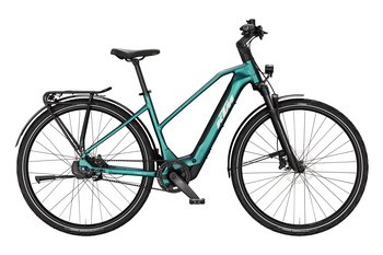 Lehké trekingové elektrokolo KTM MACINA SUPERBELT SX 10 Di2 D GREEN PURPLE FLIP MATT