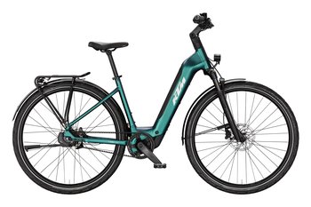 Lehké trekingové elektrokolo KTM MACINA SUPERBELT SX 10 Di2 US GREEN PURPLE FLIP MATT
