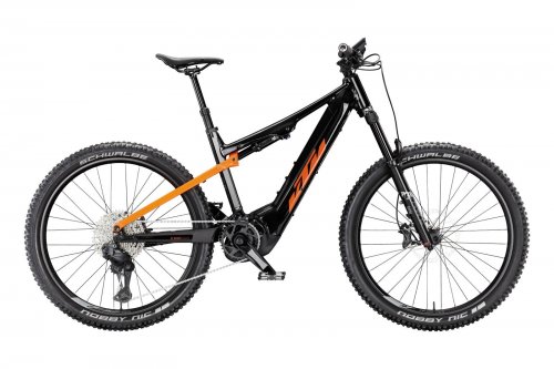 Horské celoodpružené elektrokolo KTM MACINA LYCAN 771 DI2 FLAMING BLACK (SPACE ORANGE)