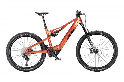Horské celoodpružené elektrokolo KTM MACINA KAPOHO ELITE DI2 BURNT ORANGE (BLACK)