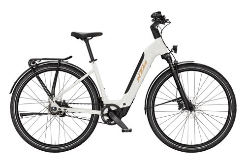 Lehké trekingové elektrokolo KTM MACINA SUPERBELT SX 20 US METALLIC WHITE