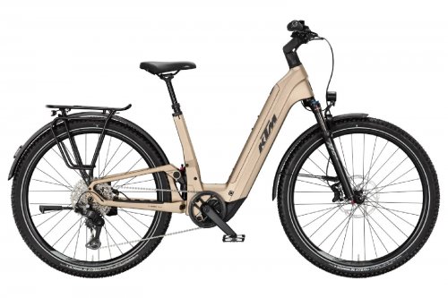 Horské celoodpružené elektrokolo KTM MACINA AERA FS ELITE LFC US PLATIN BRONZE MATT